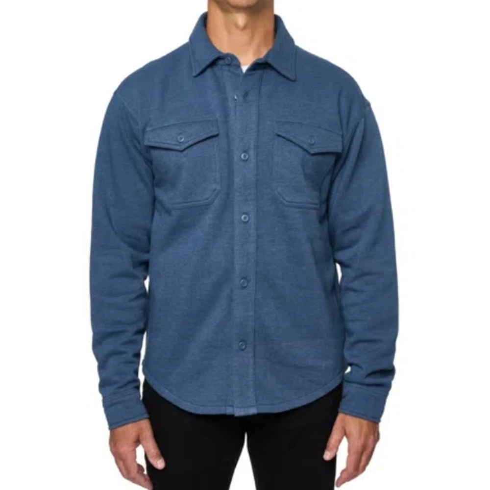 LAZER Men's Relaxed Fit Long Sleeve Button-front Fleece Shirt Sz Medium Vtg Wash